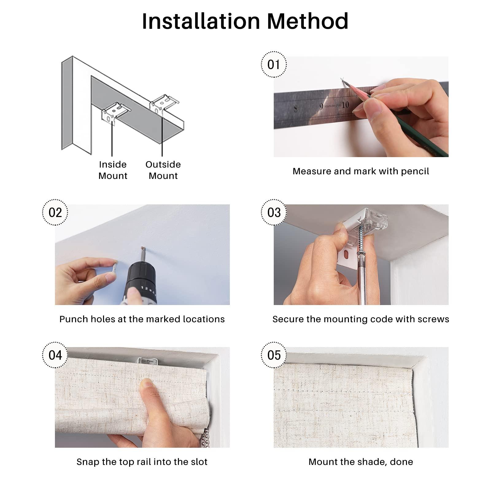 Hiifroy Hiifroy Roman Shades for Windows, 100% Black Out Thermal Insulated Heat Blocking Room Darkening Window Blinds for Home Living Room Decor,Blackout Linen 29" W x 72" H