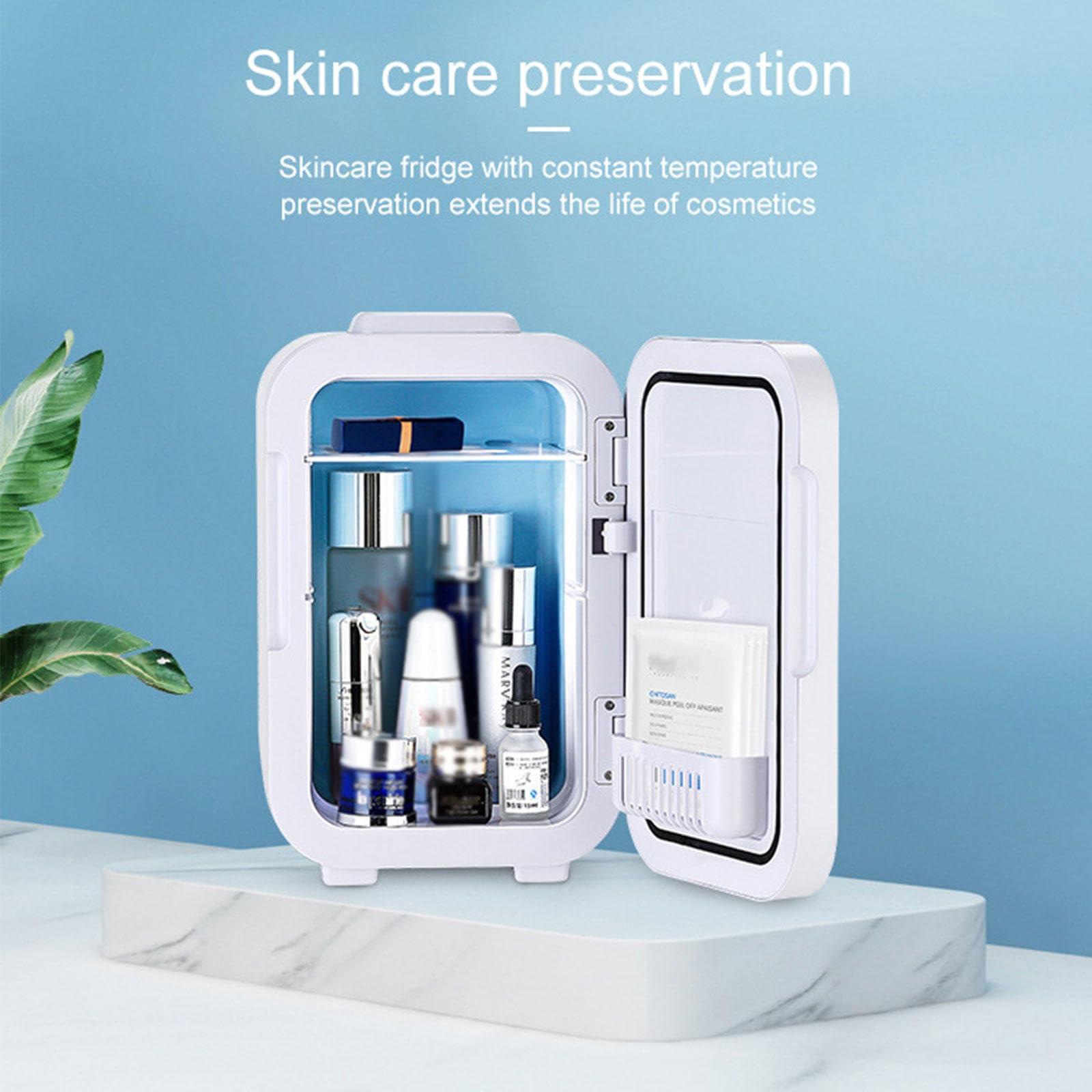 JXUFGYES JXUFGYES Mini Fridge with LED Mirror (8 Liter/8 Can) Portable 12V Skincare Fridge Cooler and Warmer for Christmas\'s Day Gift, Skincare, Beverage, Food, Home, Office and Car