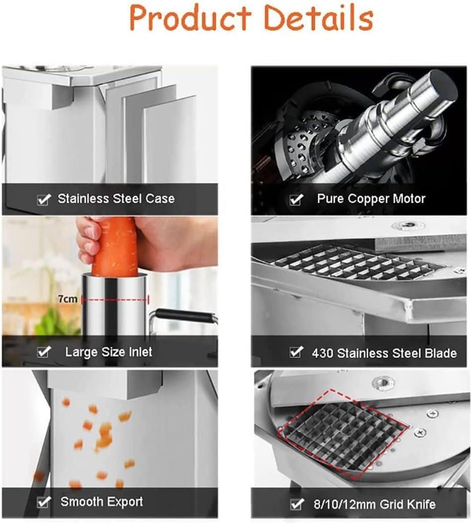 MOXAC 2 in 1 Electric Vegetable Dicer and Slicer Machine Commercial 200W Vegetable Chopper Dicer Shredder Electric Onion Dicer Electric Fruit Dicer Chopper with 6/8/10/12/15mm Blades
