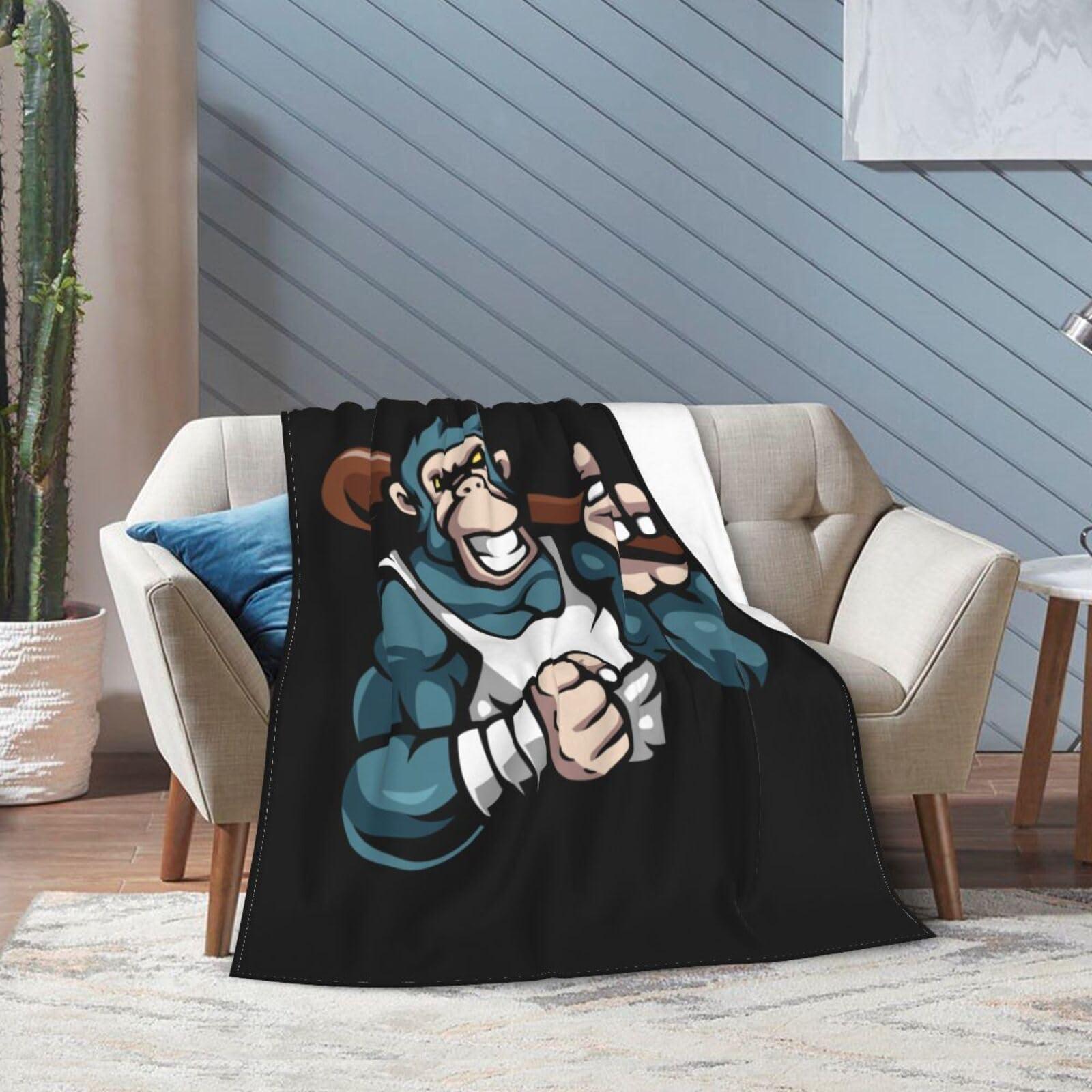 LIFANGMI Overbearing Monkey with Baseball Bat Throw Blanket for Couch Super Soft Cozy Chair Bed Blanket 40\"x30\" Flannel Throw Blankets
