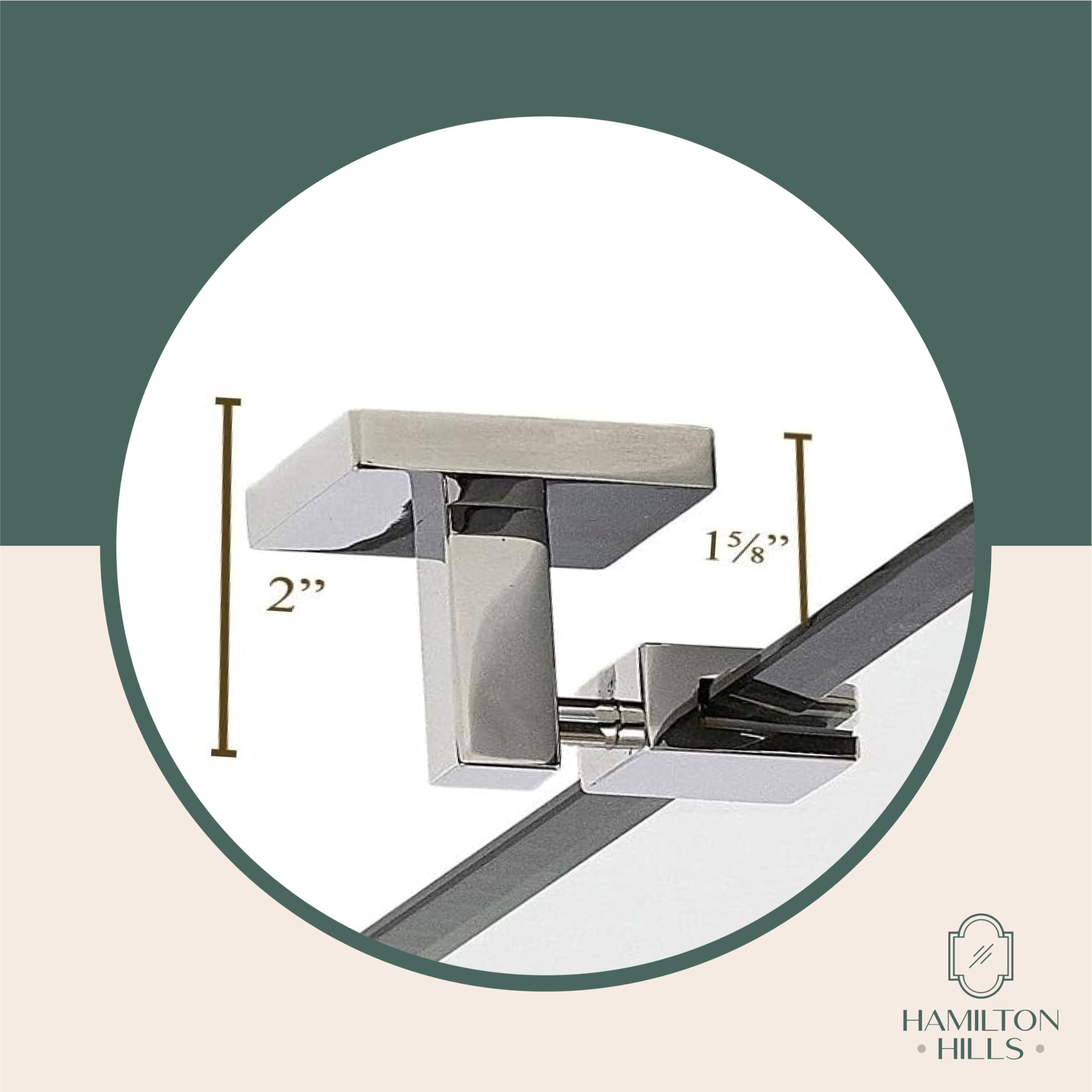 Hamilton Hills Hamilton Hills Large Squared Modern Pivot Rectangle Mirror with Polished Chrome Wall Anchors | Silver Backed Adjustable Moving & Tilting Wall Mirror | 20" x 30" Inches