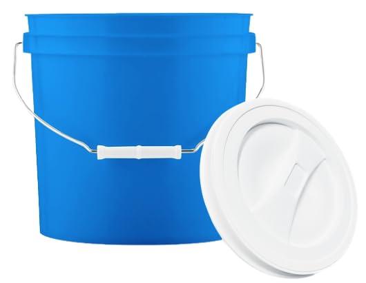House Naturals House Naturals 2 Gallon Blue Made in USA Food Grade BPA Free Bucket Pail with White Screw On Lid (Pack of 5) (with White lids)