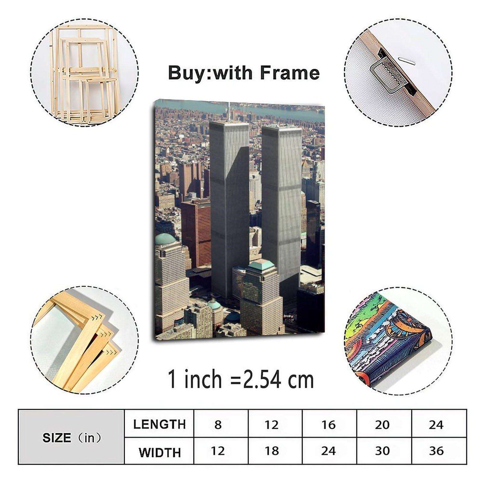 Generic World Trade Center Twin Towers Retro Poster 1 Canvas Painting Wall Art Poster for Bedroom Living Room Decor 12x18inch(30x45cm)