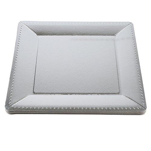 Silver Spoons & More Set of Ten (10) Silver, Silver Spoons and More Charger Collection Large 14" Beaded Texture Square Disposable Charger Plates