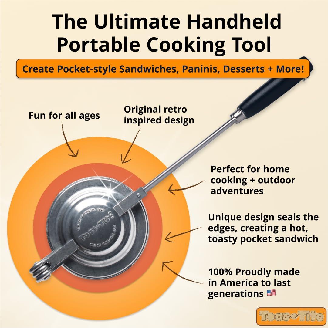 Toas-Tite Toas-Tite Sandwich Grill - Handheld Pie Iron, Sandwich Maker, Hand Toaster, Panini and Sandwich Press for Hand Made Hot Sandwiches and Pies - Perfect for Stovetop, Grill and Campfire