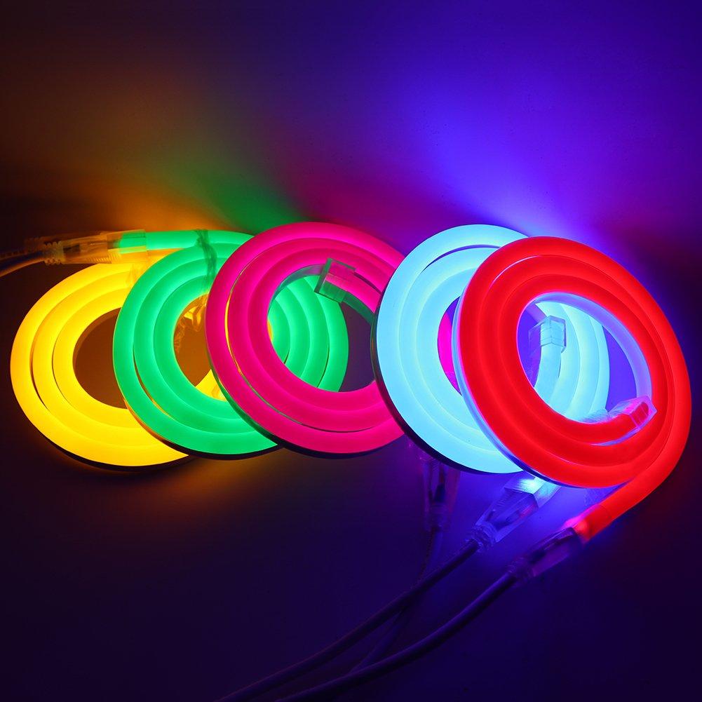 XUNATA XUNATA 6.6ft LED Neon Rope Light, Waterproof Yellow Tube DC 12V 240 LEDs SMD 2835 Flexible LED Strip Lights for Garden Patio Party Christmas Thanksgiving Outdoor Decoration (Warm White)