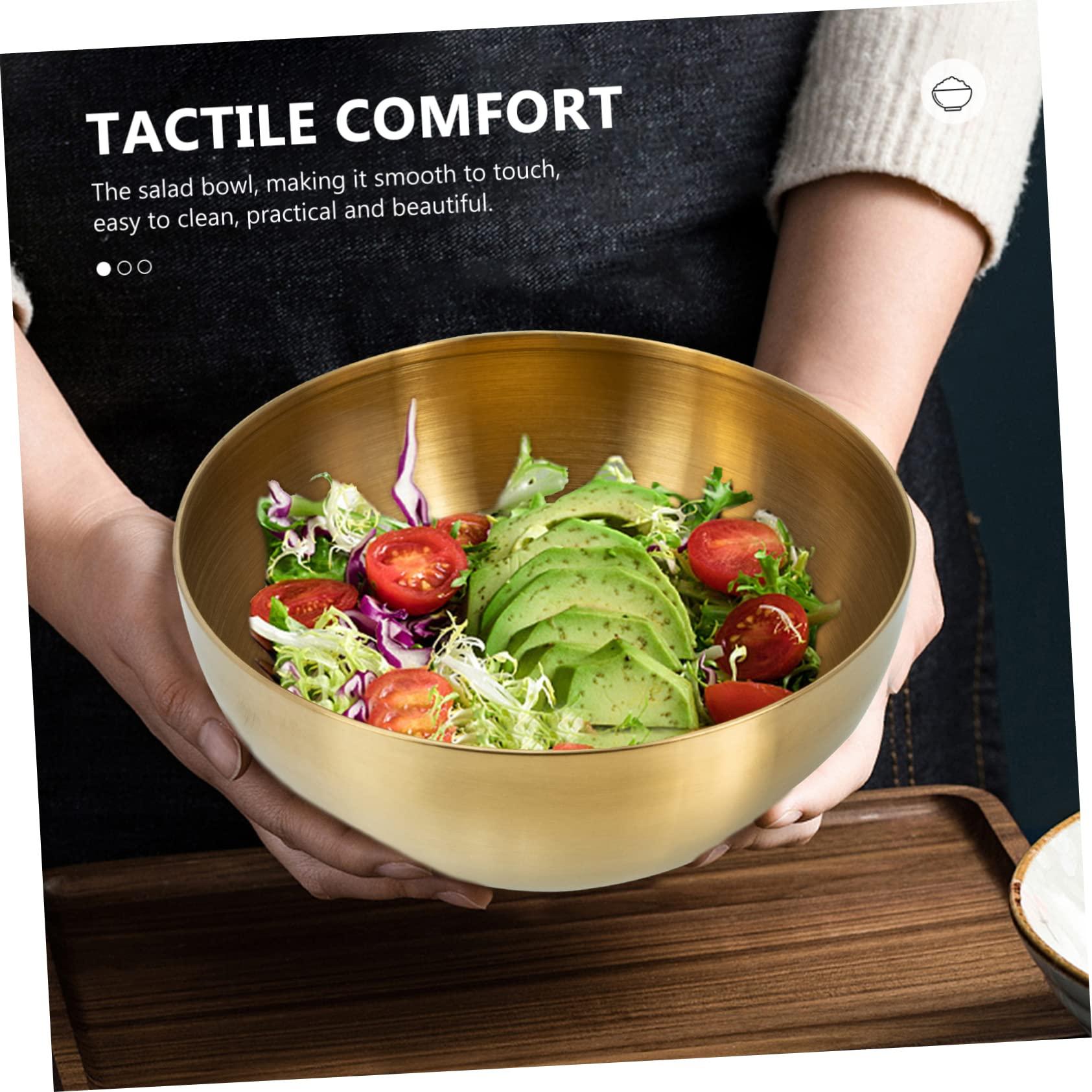 Ciieeo Ciieeo 3pcs Stainless Steel Salad Bowl Bowls Ramen Bowl Pot Salad Servers Silver Soup Bowl School Foldable Salad Bowl Bin Liners Gold Food Mixing Bowl Dryer Fruit Salad Container Golden