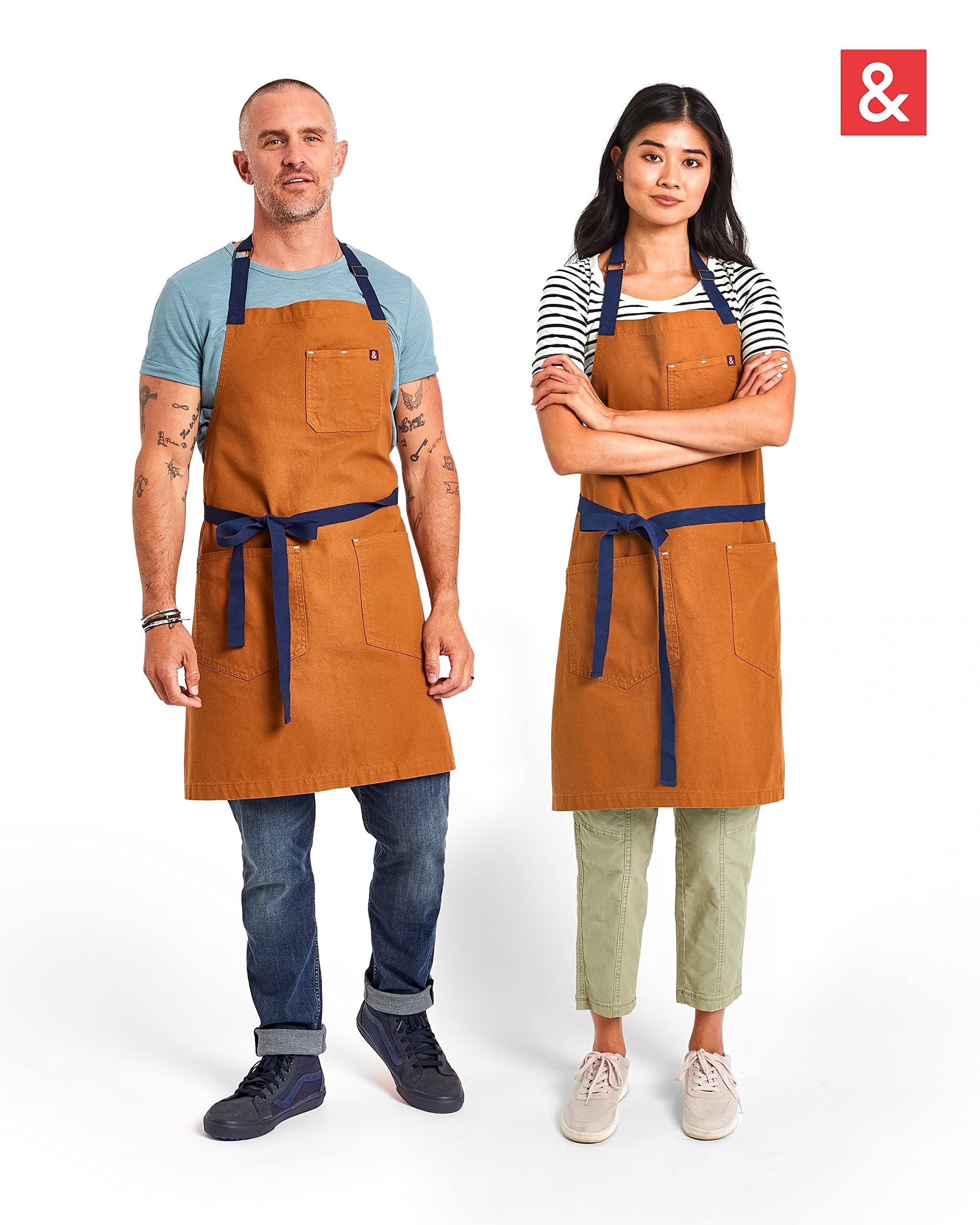 hedley & bennett hedley & bennett Essential Apron - Professional Chef Apron with Pockets - Kitchen Apron for Men - Grilling Apron - Chef Aprons for Men - Apron for Women - 8oz 100% Cotton Canvas Fabric - Denver Brown