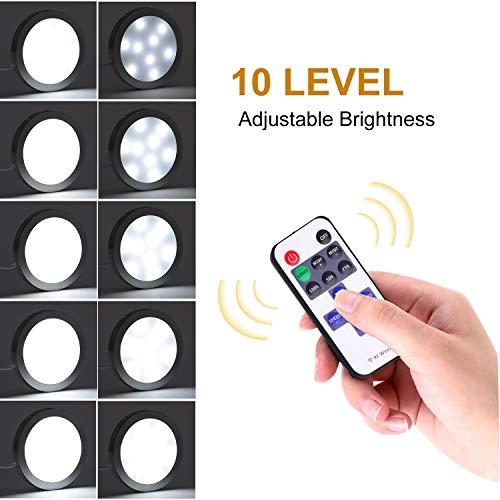 AIBOO AIBOO LED Under Cabinet Lighting Kit 4 Packs of 12V Puck Lights with RF Dimmable Wireless RF Remote Control for Kitchen Counter Accent Lighting(Daylight White)