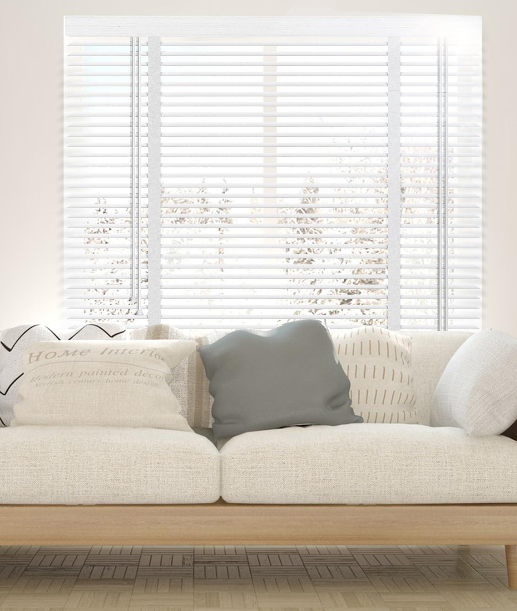 errzom Pull Down Wood Blinds for Interior Windows, Light Filtering Plantation Shutters for Windows Inside, Blackout Wooden Blinds for Windows Inside Mount, 2 Inch Custom Blinds,White,72'' W x 73'' H