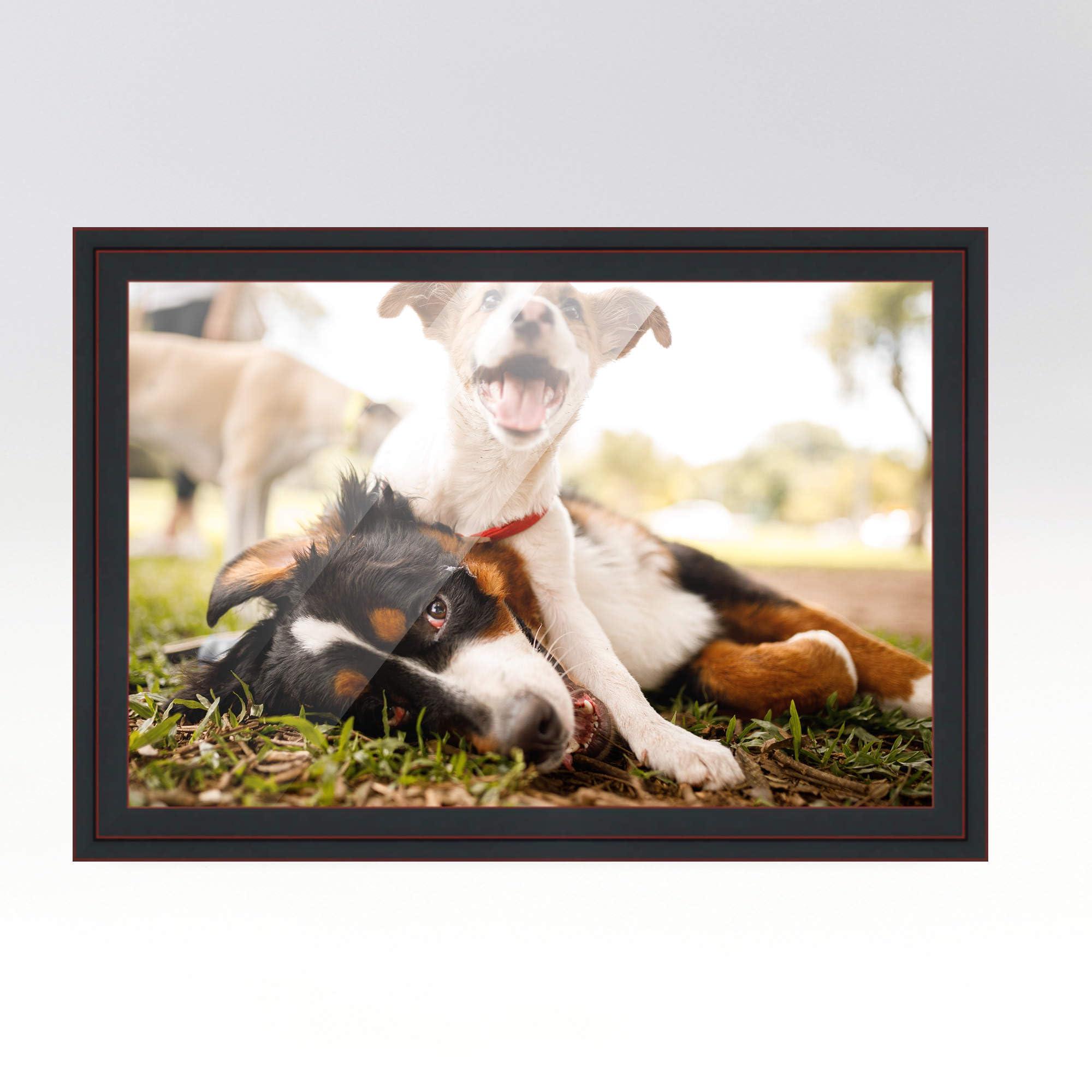 CustomPictureFrames.com 10x13 Frame Black Real Wood Picture Frame Width 1.25 Inches | Interior Frame Depth 0.5 Inches | Gessato Red Modern Photo Frame Complete with UV Acrylic, Foam Board Backing & Hanging Hardware