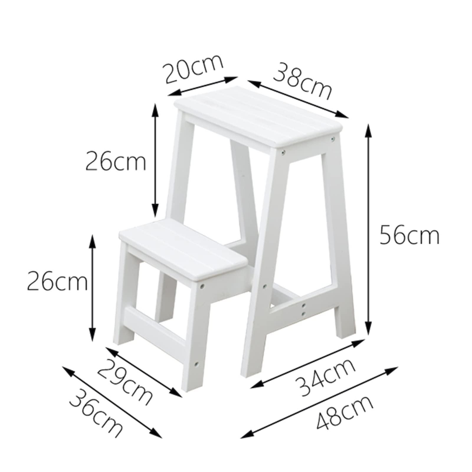GFHQDPSC Step Stool Wooden Ladders Stool, Flip 2 Step Small Foot Stools Safety Non-Slip Tread for Home Library Kitchen Climb Step Ladder White