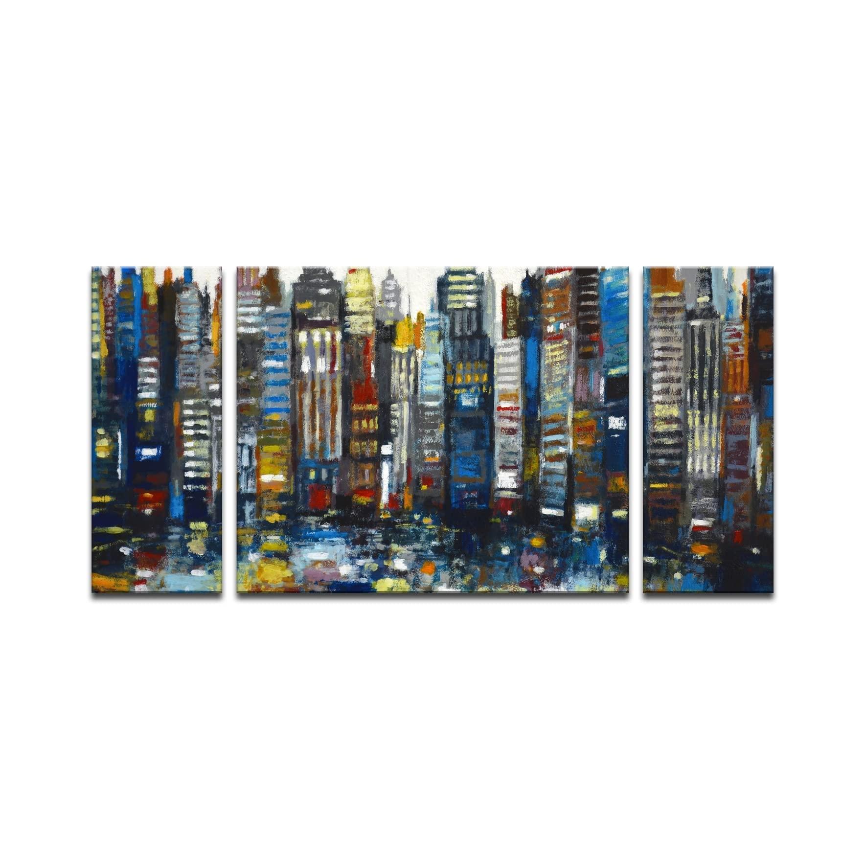 Ready2HangArt Ready2HangArt \'Never Sleeps\' 3 Piece Wrapped Canvas Wall Art Set by Norman Wyatt Jr.