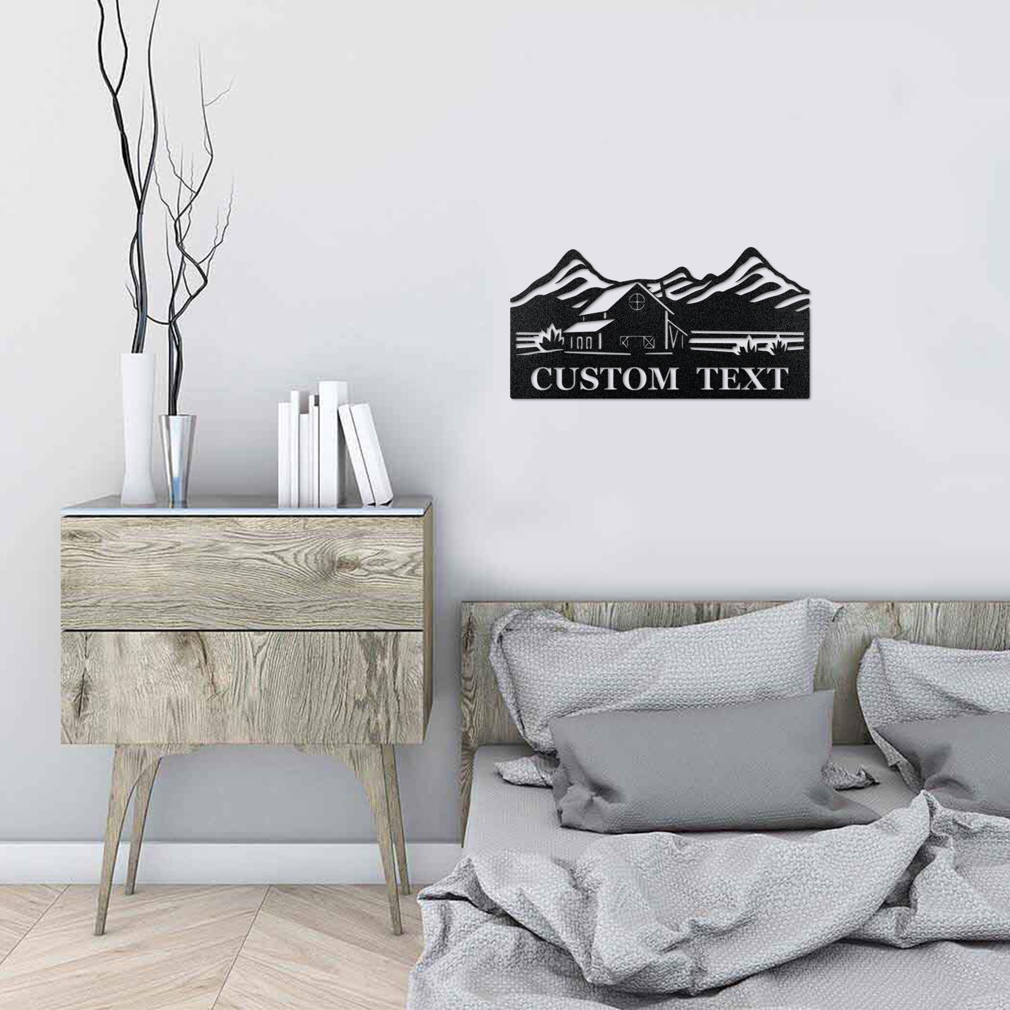 CJOTPPOT Personalized Mountain Range Name Sign, Custom Nature Landscape Metal Address Sign, Mountain Home Wall Decor, Cabin Lodge Sign, Custom Cabin Camp Sign