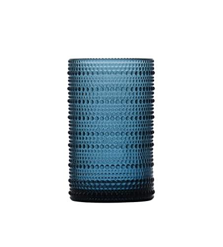 Fortessa Fortessa Jupiter Beaded Hobnail Glass, 13 Ounce Iced Beverage (Set of 6), Cornflower Blue