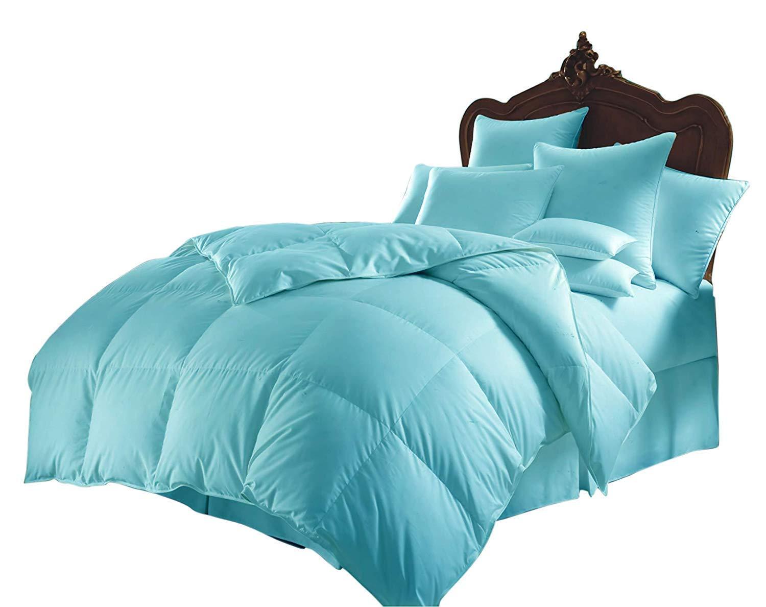 RU BEDDING RU BEDDING Down Alternative Comforter, All Season Comforter - Fiberfill Duvet Insert - Box Stitched, Size-Queen (90\"X102\") Colour Aqua Blue