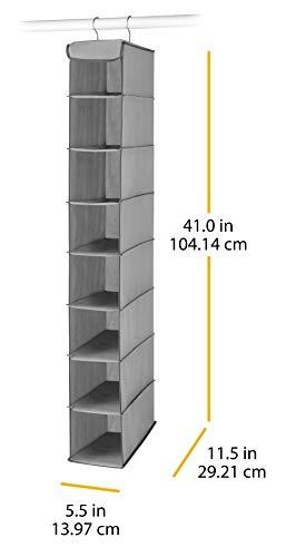 Whitmor Whitmor Hanging Shoe Shelves - 8 Section - Closet Organizer - Grey