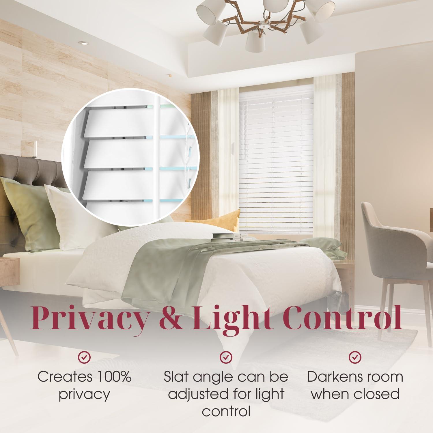 Arlo Blinds ARLO BLINDS Faux Wood Blinds with Crown Valance - 52" Width x 84" Height, White, Cordless Window Blinds & Shades - Blinds for Indoor Windows, 2" Faux Wooden Blinds for Home, Window Shades