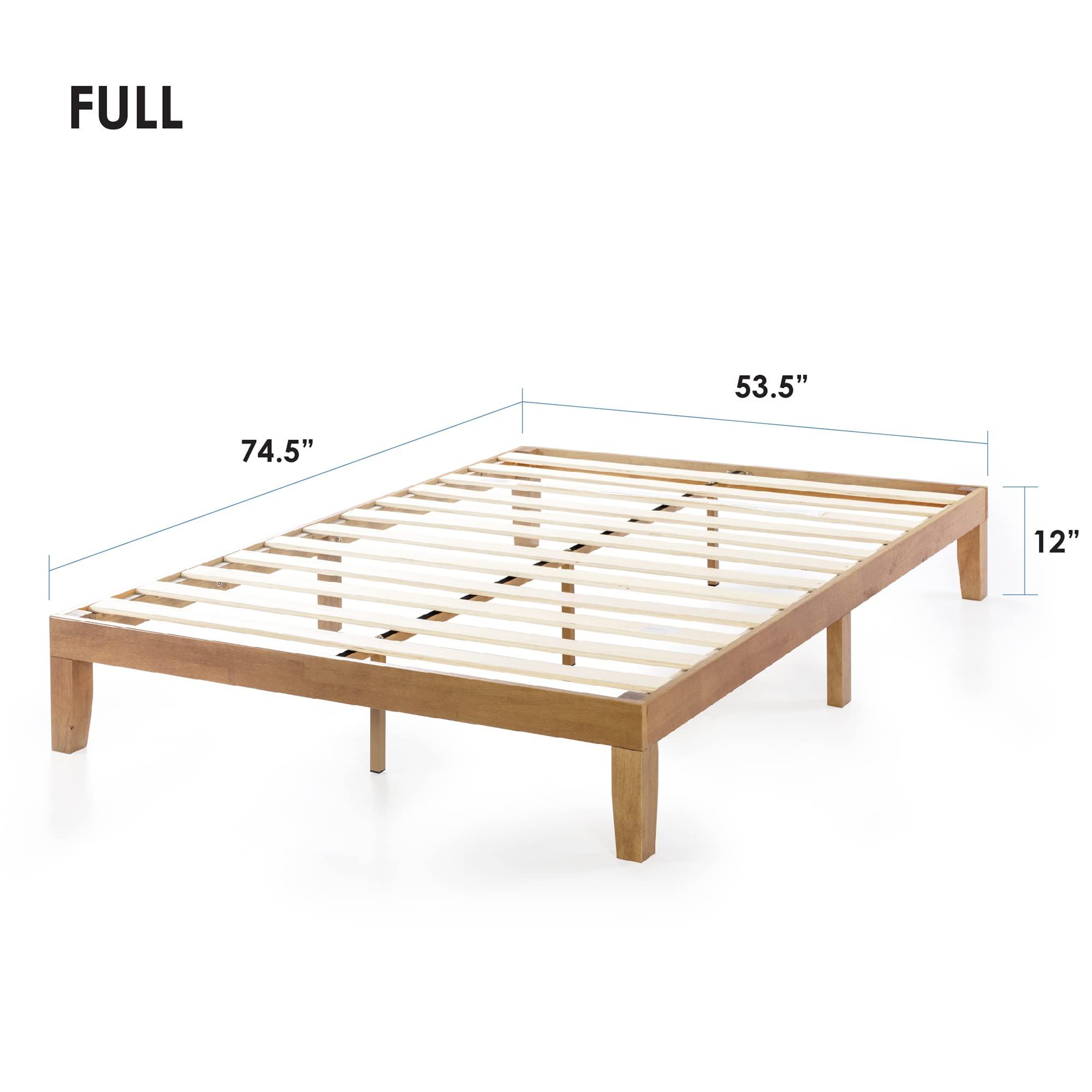 Mellow Mellow Naturalista Classic - 12 Inch Solid Wood Platform Bed with Wooden Slats, No Box Spring Needed, Easy Assembly, Full, Natural Pine