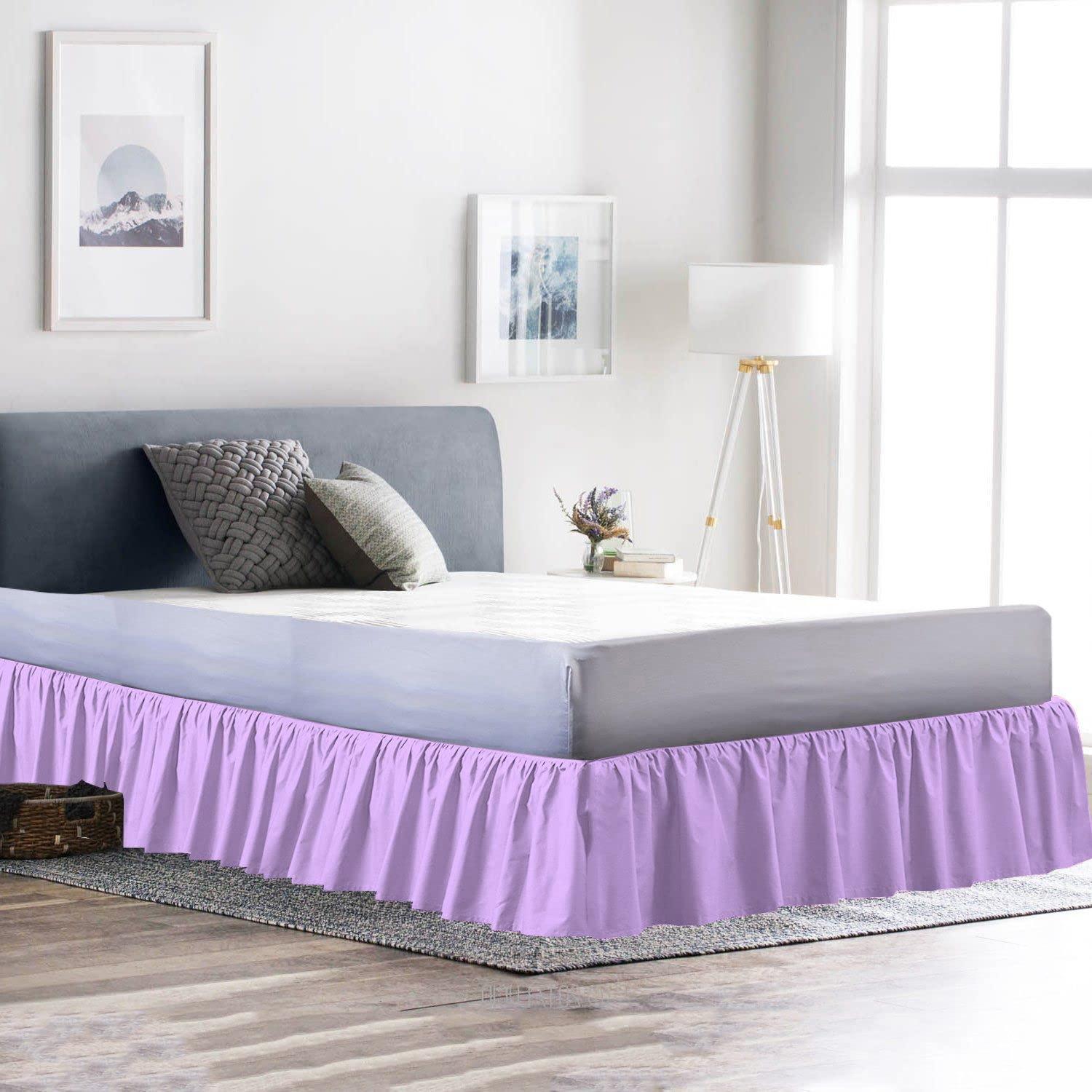 Luxury Linens Luxury Linens Lavender Bed Skirt Full Size Ruffled Bed Skirt with Split Corners, Full Bed Skirt 8 Inch Drop, 1000 Thread Counts, 100% Egyptian Cotton.