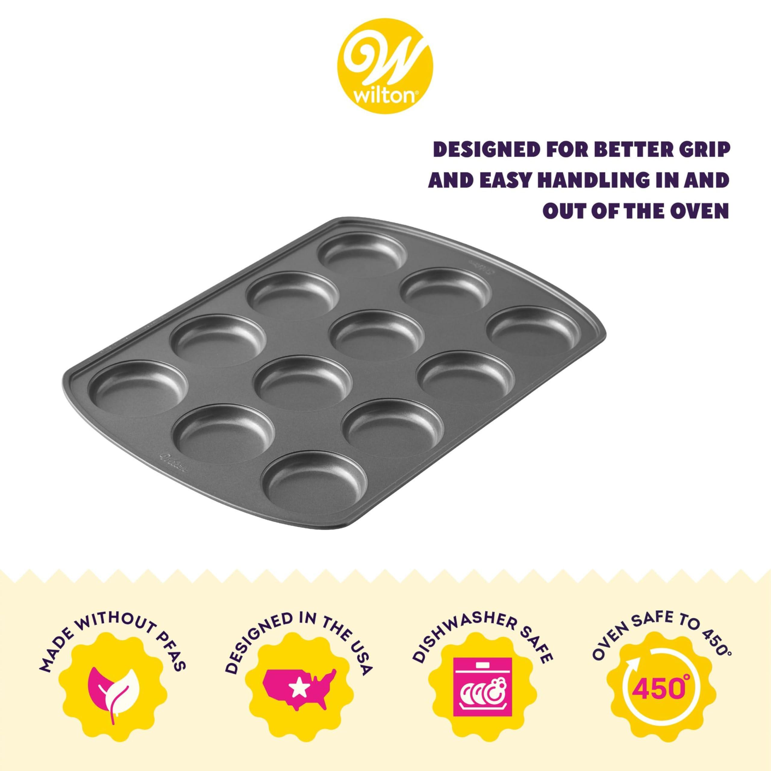 Wilton Wilton Perfect Results 12-Cavity Muffin Top Pan, Made without PFAS Non-Stick Bakeware, Scratch Resistant Baking Pan (Steel), the Must-Have Kitchen Essential.