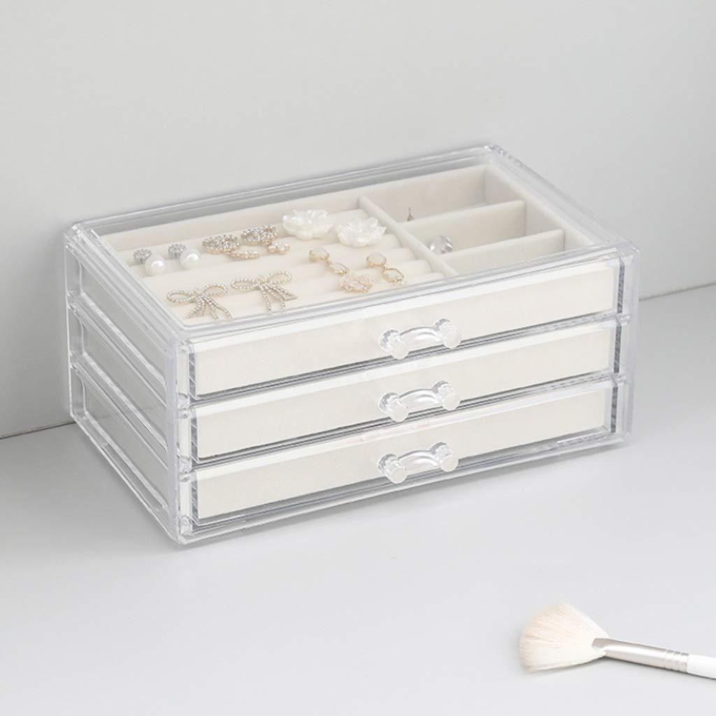 BAZIGA BAZIGA Transparent Acrylic Storage Box, Simple Style Drawer-Style Jewelry Storage, Necklace, Earrings and Ring Organizer
