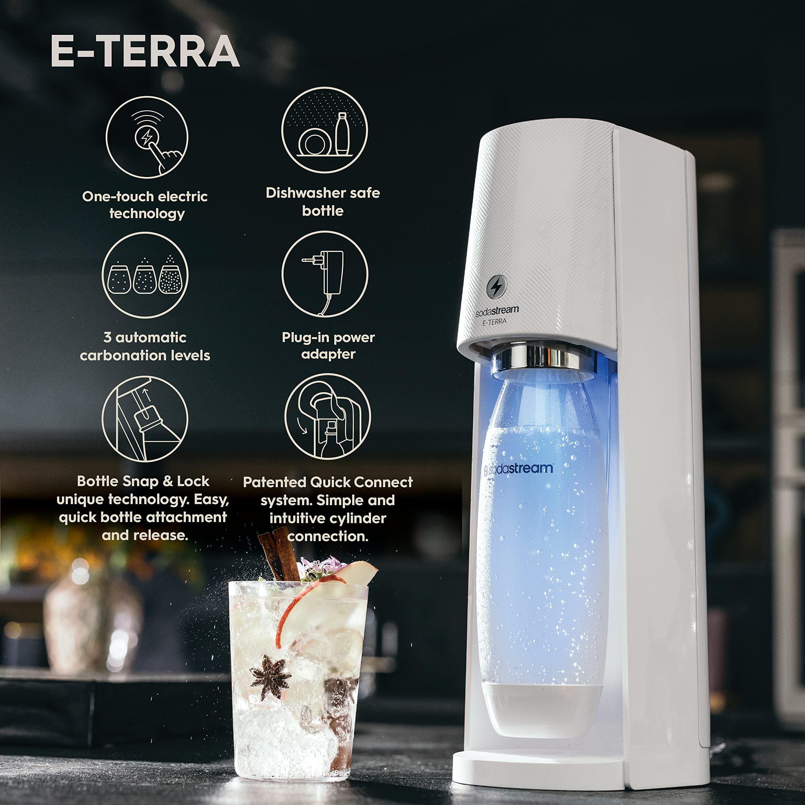sodastream SodaStream E-TERRA Sparkling Water Maker (White) with CO2 and Carbonating Bottle