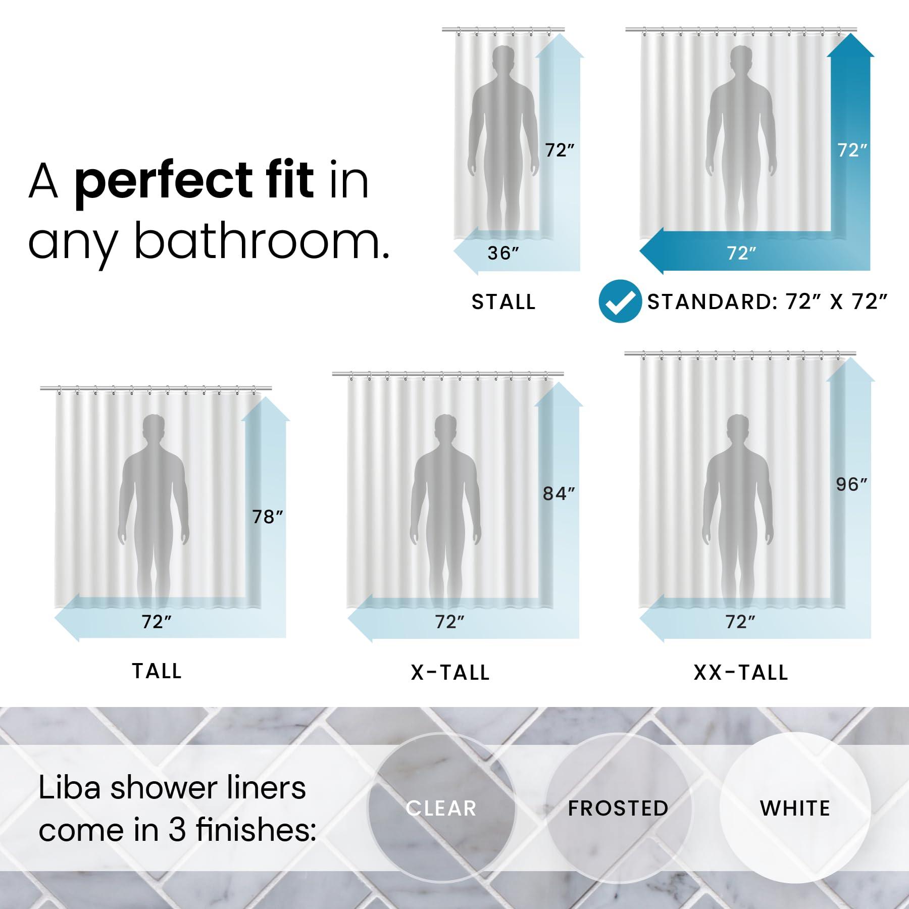 LiBa LiBa Bathroom Shower Curtain Waterproof Plastic Shower Curtain Premium PEVA Non-Toxic with Rust Proof Grommets Frosted 8G Bathroom Accessories 72x72