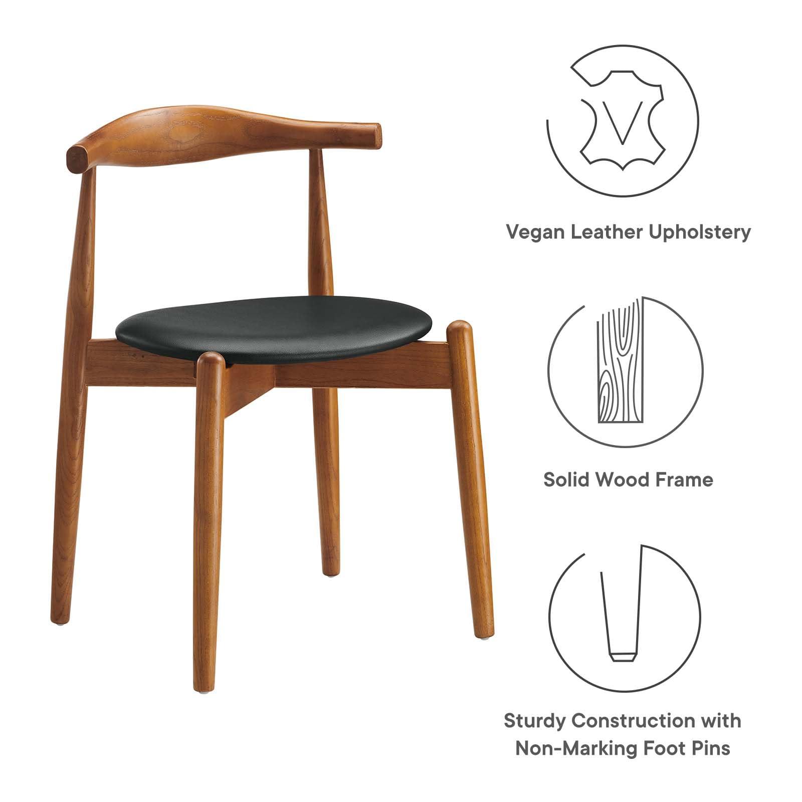 Modway Modway Stalwart Mid-Century Modern Faux Leather Upholstered, Dining Side Chair, Dark Walnut Black