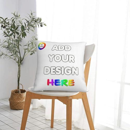 PVJIEMS PVJIEMS Personalized Pillowcase with Photo Text Name, Two-Sides Printed Throw Pillow Cover for Birthday Christmas Anniversary, Couple Dad Mom Son Daughter Family Love Gifts,White,22x22