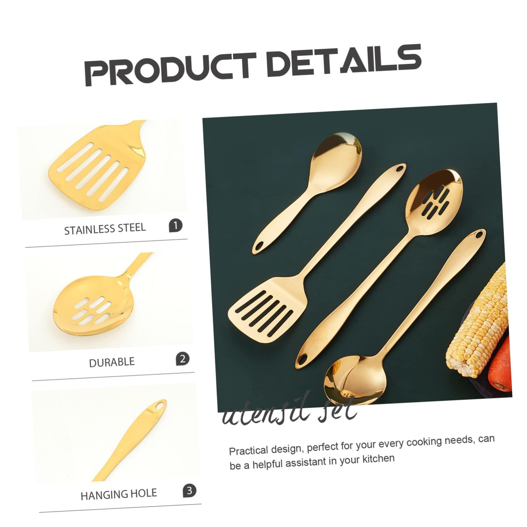 CIYODO CIYODO 1 Set Kitchen Set Cutlery Organizer Kitchen Gadgets Pot Induction Cookware Pan Utensil Mixing Spoon Sink Tool Kit Silverware Kitchen Accessories Dishwasher Stainless Steel Golden