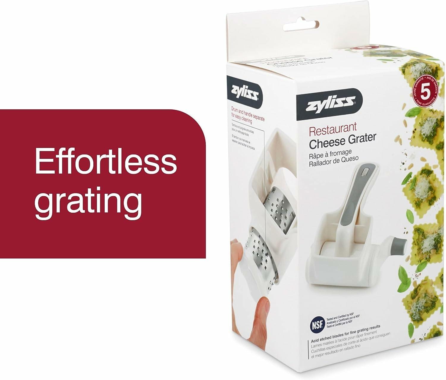 Zyliss Zyliss Restaurant Cheese Grater - Gifts for Cooks - Culinary Chef Gift - Handheld Rotary Cheese Grater - Cheese, Vegetable, Nut Grater for Right- & Left-Handed Cooks - NSF Restaurant Certified - White