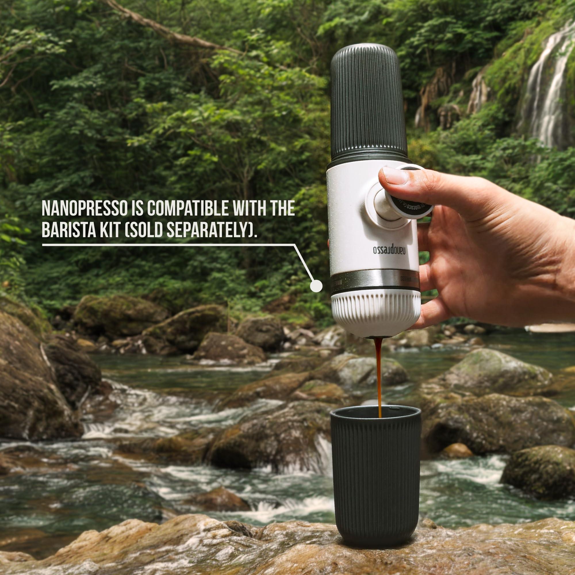 WACACO WACACO Nanopresso Portable Espresso Maker Bundled with Protective Case, Upgrade Version, Mini Travel Coffee Machine, Perfect for Camping, Travel and Office (Elements Chill White)