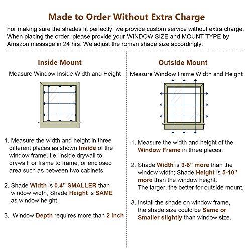 WindowLady Roman Shades Window Blinds, White Premium Blackout Window Roman Shades, Custom Washable Fabric Geometric Roman Shades for Windows, Doors, French Doors, Kitchen Windows