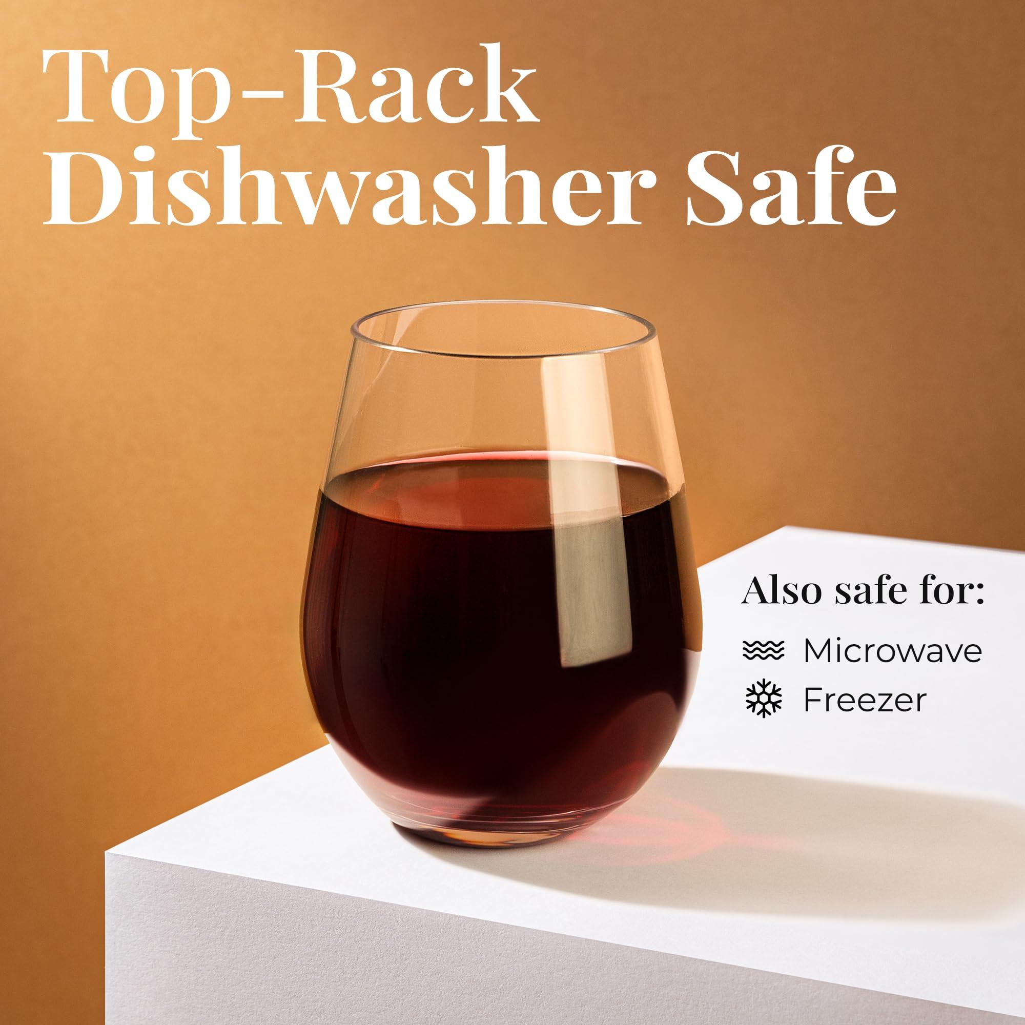 Vivocci Vivocci Unbreakable Plastic Stemless Wine Glasses 20 oz | 100% Tritan Heavy Base | Shatterproof Glassware | Ideal For Cocktails & Scotch | Perfect For Homes & Bars | Dishwasher Safe | Set of 2