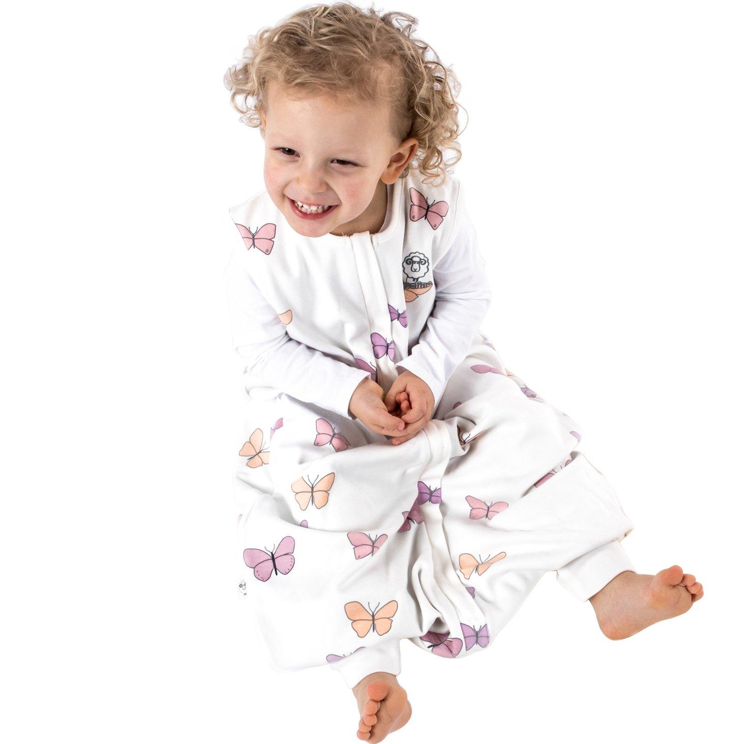 Woolino Woolino 4 Season Baby Sleeping Sack with feet, Merino Wool and Organic Cotton Walker Sleep Sack, Toddler Sleeping Bag, 18-36m, Butterfly