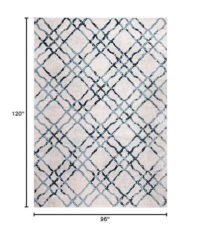 Safavieh SAFAVIEH Isabella Collection Area Rug - 8' x 10', Ivory & Turquoise, Trellis Design, Non-Shedding & Easy Care, Ideal for High Traffic Areas in Living Room, Bedroom (ISA957A)