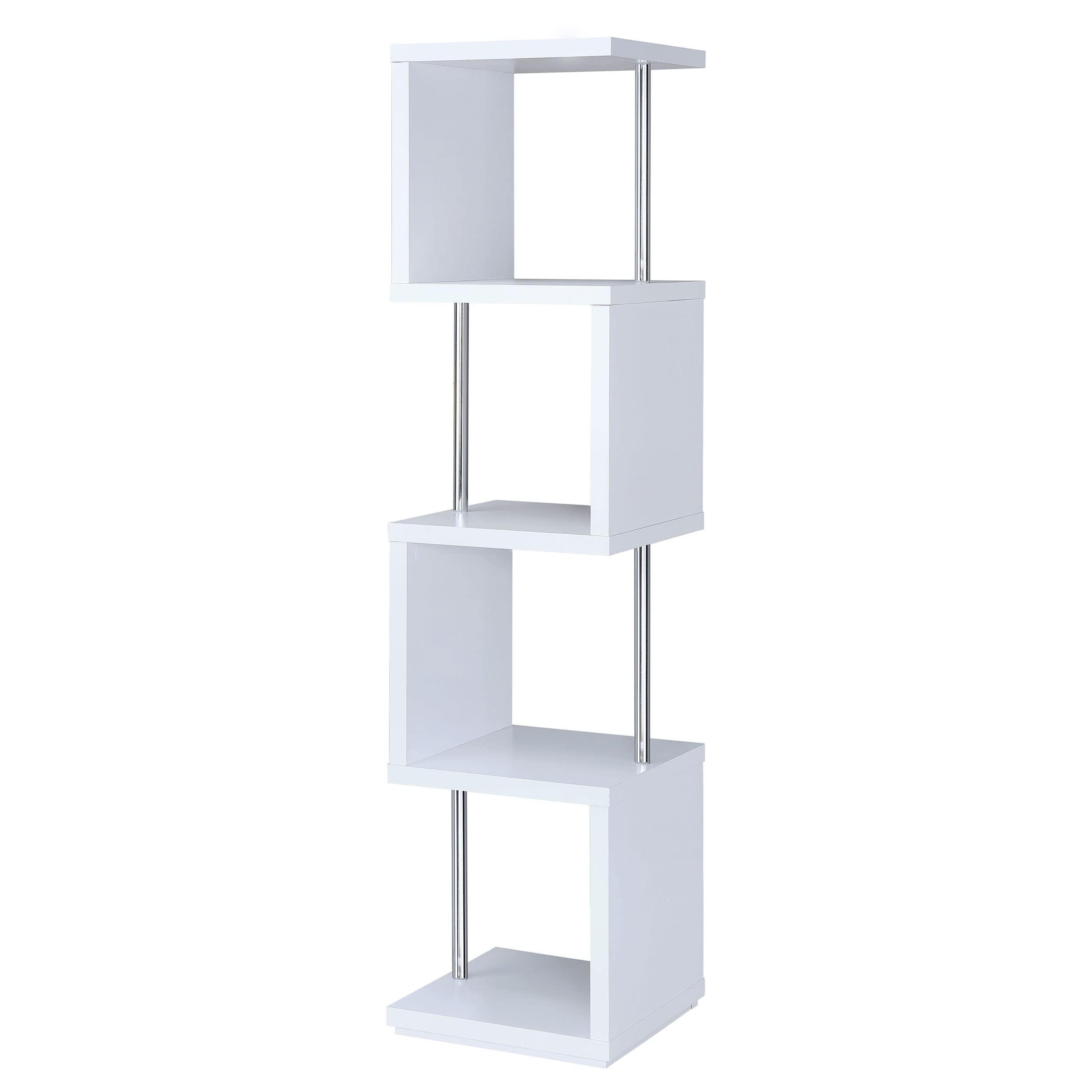 Coaster Home Furnishings Coaster Home Furnishings Baxter 67-inch 4-Shelf Bookshelf White and Chrome