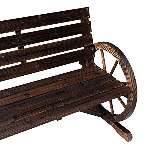 Unknown Wagon Wheel Bench Garden Chair Loveseat Wooden Accent Outdoor Garden