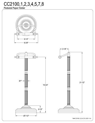 Kingston Brass Kingston Brass CC2101 Georgian Pedestal Paper Holder, 21-1/2-Inch, Polished Chrome