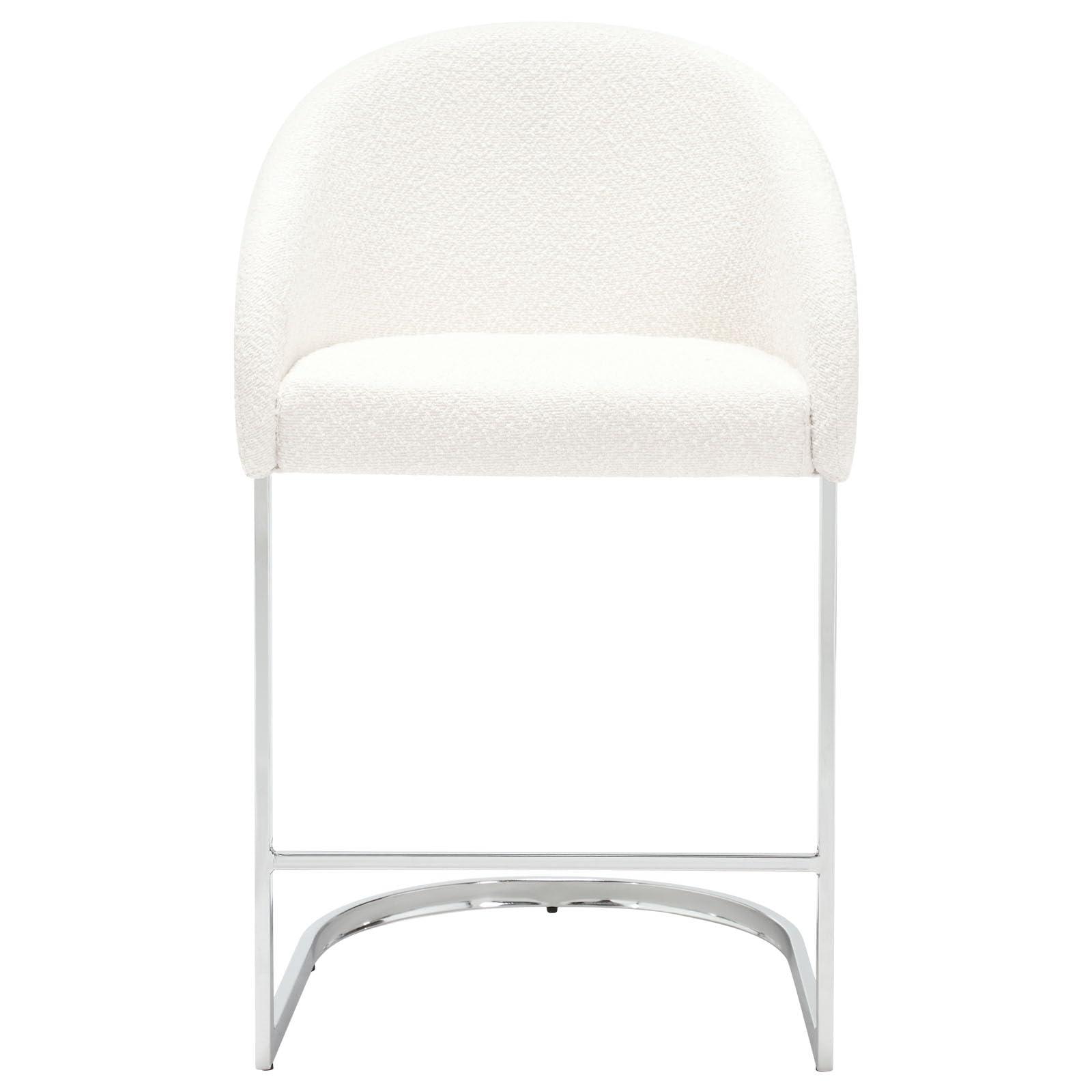 RveLife RveLife Counter Height Bar Stools Set of 2, 26" Seat Height Modern Counter Stools with Barrel Back and Arms, Chrome U-Shaped Base, Boucle Fabric Upholstered Bar Chairs for Kitchen Island, White