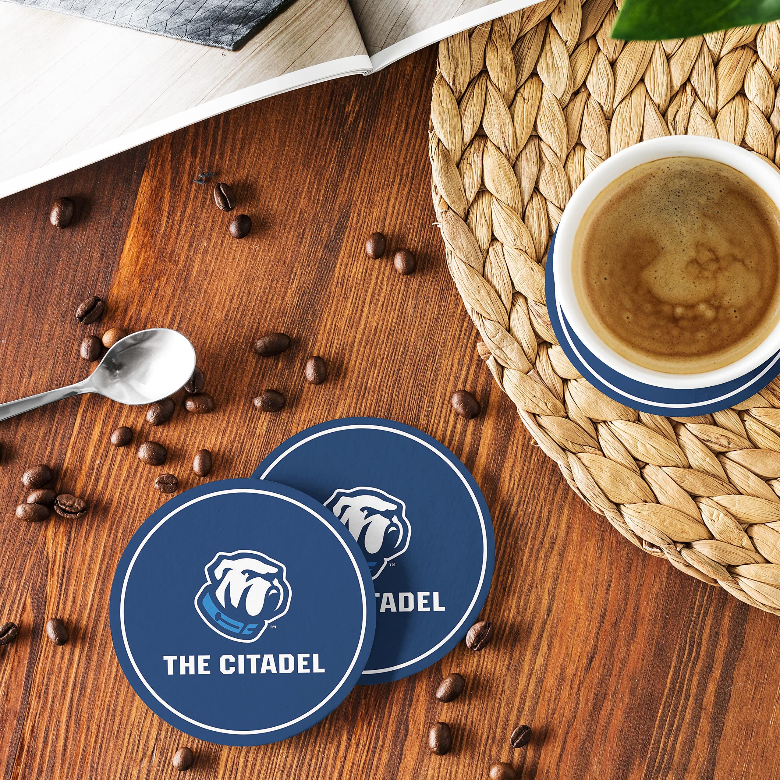 greeklife.store The Citadel Hardboard with Cork Backing Beverage Coasters Round (Set of 4) Coasters for Drinks (The Citadel 2)