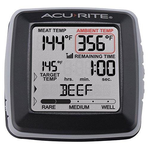 AcuRite AcuRite 01185M Digital Meat Thermometer with Wireless Display and Time Left to Cook Gray, 3.31-inch Height x 3.43-inch Width x 2.52-inch Depth