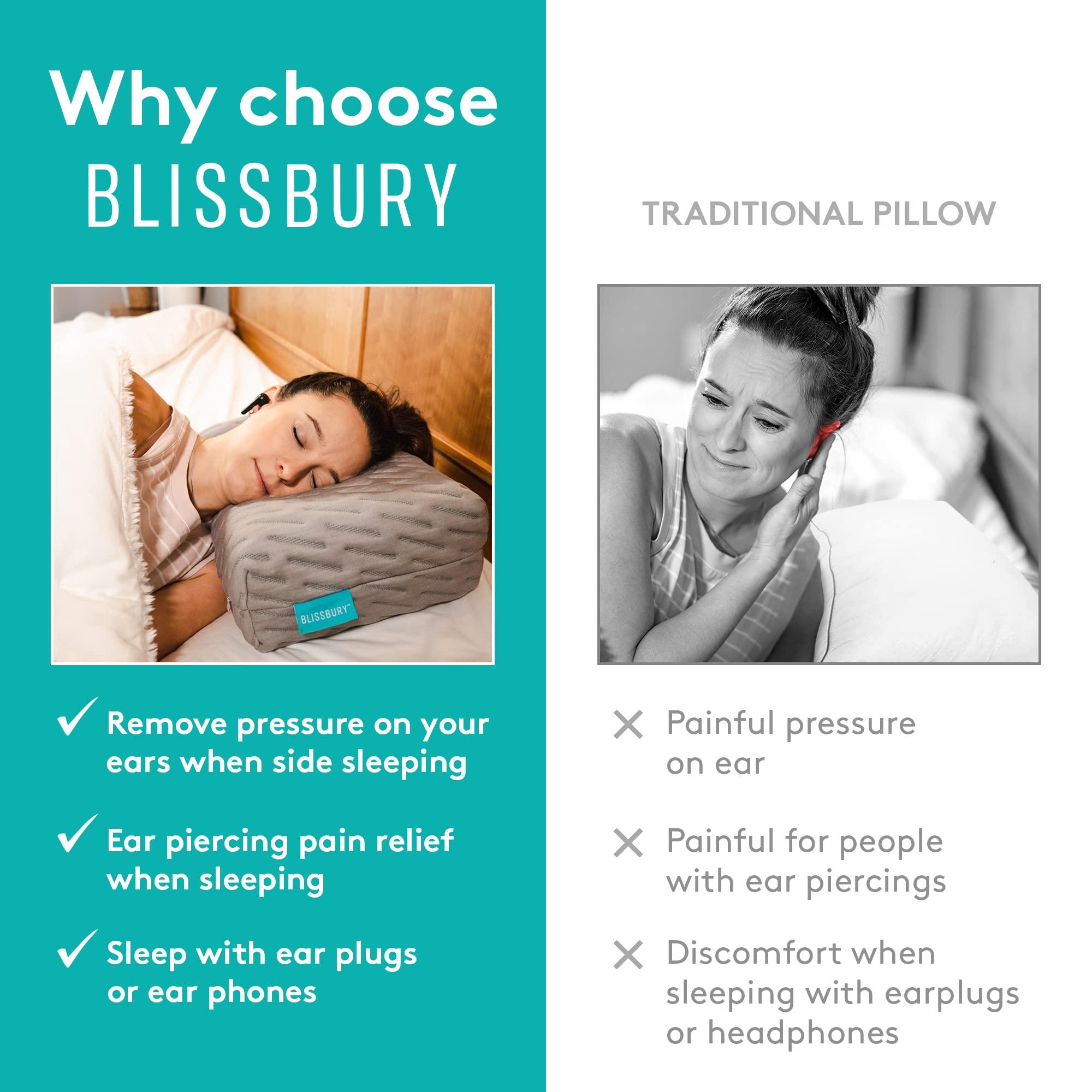 BLISSBURY BLISSBURY Mini Ear Pillow | Ear Piercing Pillow for Side Sleeping | Travel Friendly CNH Pillow with Ear Hole | Soothing Hole for Ear Pain | Piercing Health & Ear Recovery for Side Sleepers | Donut Ear