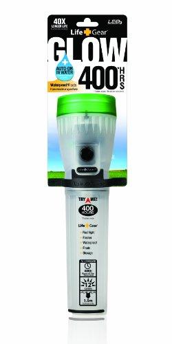 Life Gear Life Gear LED Flashlight with Glow Handle, Emergency Flasher and Storage Compartment, GREEN