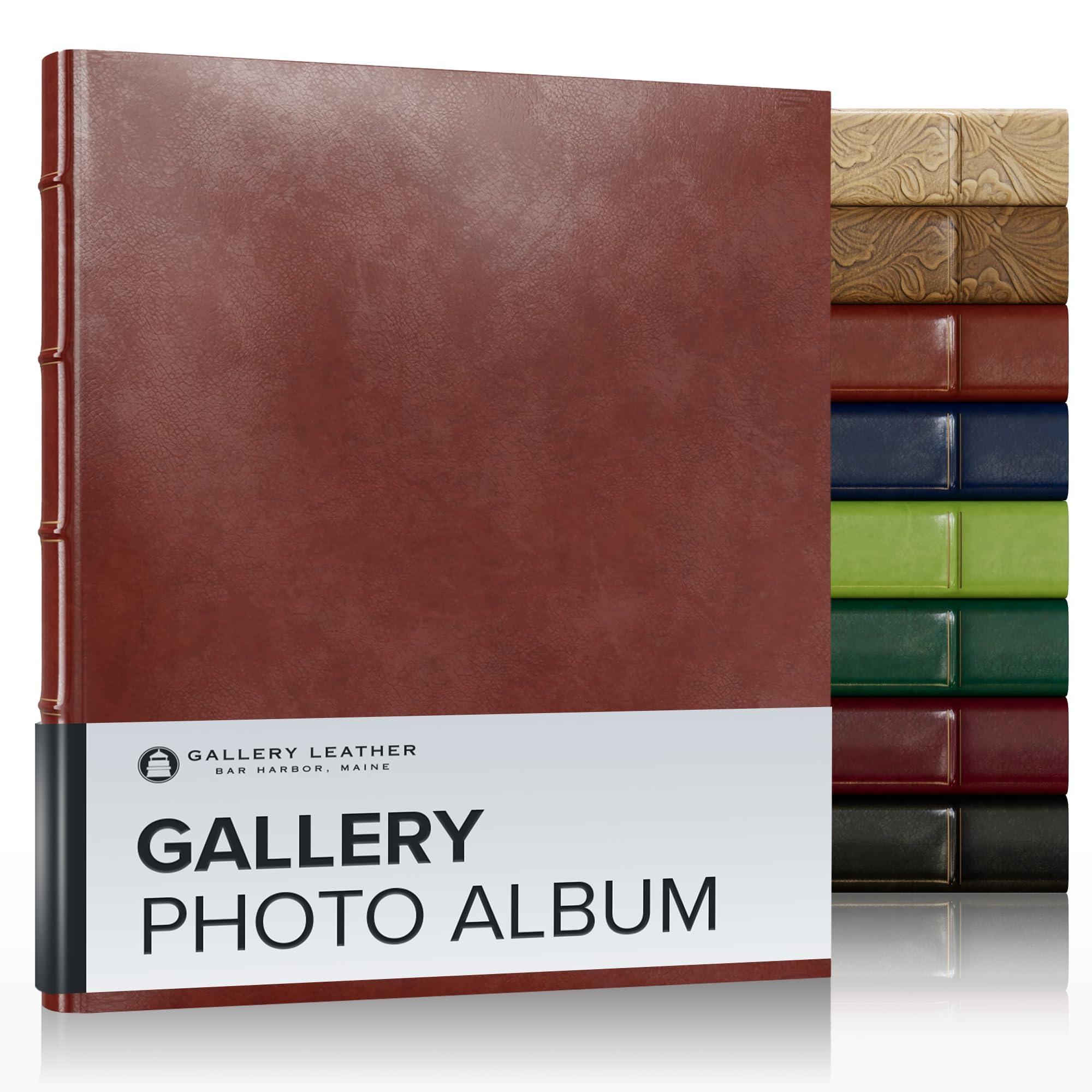 Gallery Leather Gallery Leather Photo Album 4x6-3 Ring Binder Photo Album, 60 Pages for 120 Photos, Fillable, Can Fit 8x10 and 5x7 Photos, Handcrafted - Acadia Tan - 11.75 x 10.5 \", Gallery