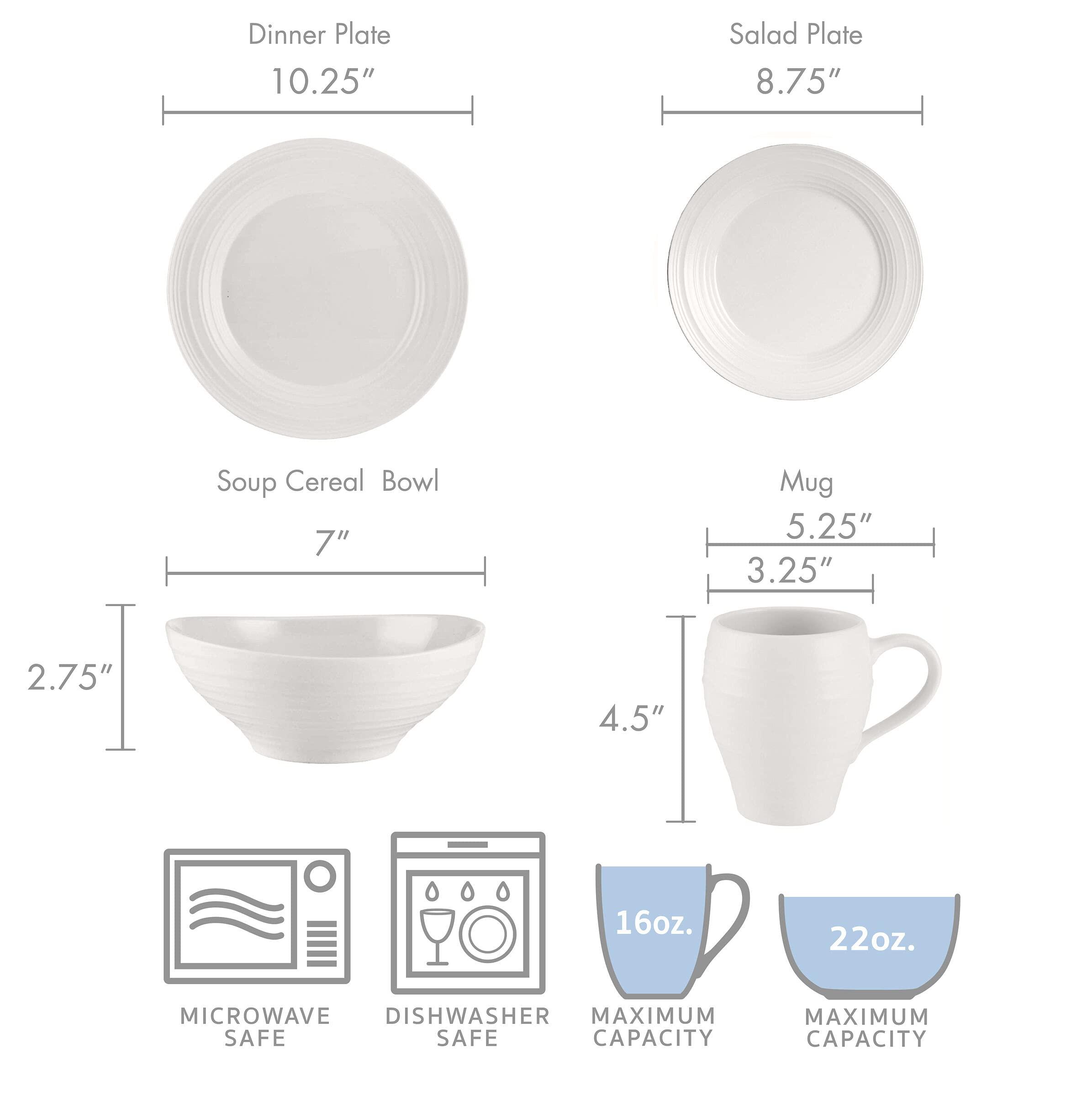 Mikasa Mikasa Swirl White 16 Piece Dinnerware Set, Service for 4