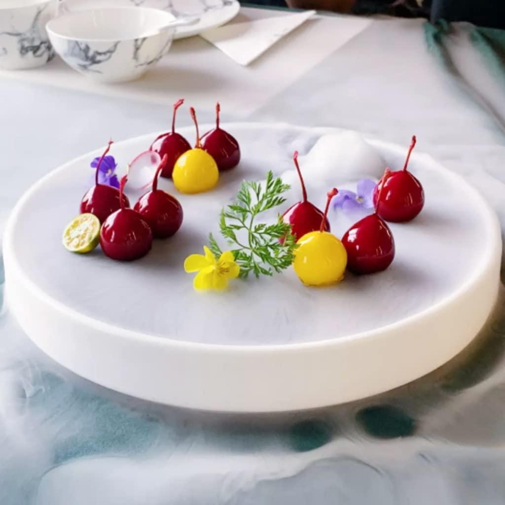 TAHUSA Personality Creative Dry Ice Tableware Ceramics Serving Platter Molecular Cuisine Serving Dishes for Restaurant Black,white (Color : Style 1, Size : 9 inches)