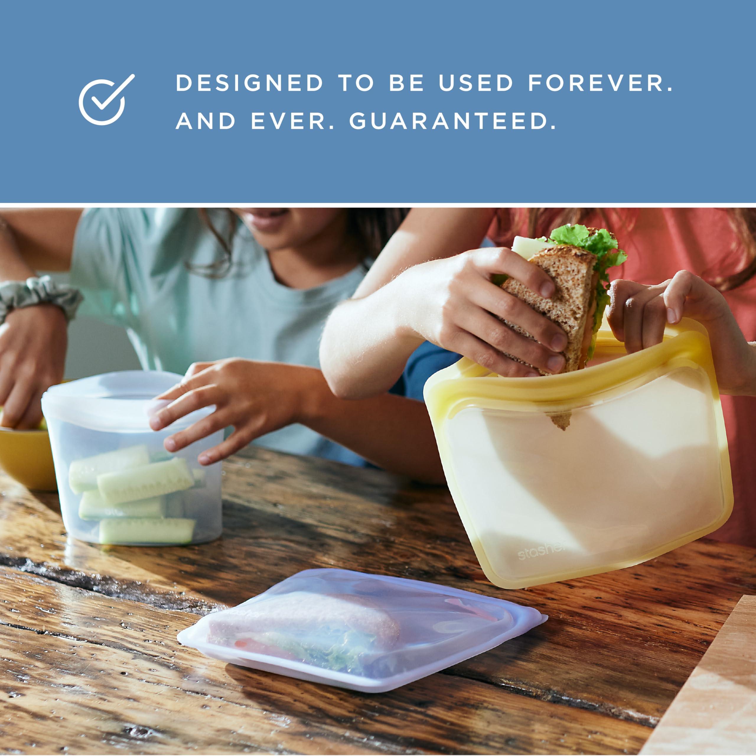 Stasher Stasher Premium Silicone Reusable Food Storage Bags, 2-Pack, Clear , Multi-Use Food Storage Bags, Lunch Bag, Travel Containers , BPA Free, Leak-free, Dishwasher-Safe, Eco-friendly