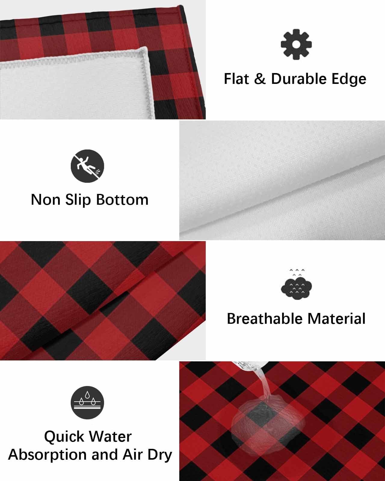 Vandarllin Outdoor Patio Rugs Red Black Plaid Outdoor Area Rug Buffalo Check Geometric Checker Pattern Non-Slip Backyard/Camping RV Rug/Deck/Porch Rug Front Door Floor Mat Carpet,6x9ft,